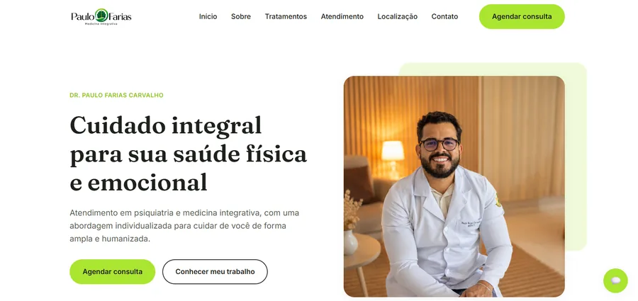 Demonstração do site do Dr. Paulo Farias Carvalho